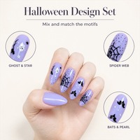Faux ongles à presser Halloween, couverture complète, longs, forme amande, style gothique, pour nail art, vente en gros