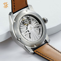 Montres Tourbillon Authentiques OEM Logo Personnalisé Luxe Homme Minimaliste Cuir Mécanique Habillée Saphir Acier Inoxydable Réserve de Marche