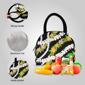 New Arrival Customized Hawaii Puakenikeni Black <b>Lei</b> Design Child Portable Reusable Lunch Bag School Backpack Bag Sets - Product Image 5