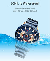Montre-bracelet étanche Curren 8363 en acier inoxydable, style luxe pour homme, mouvement à quartz, avec boîte