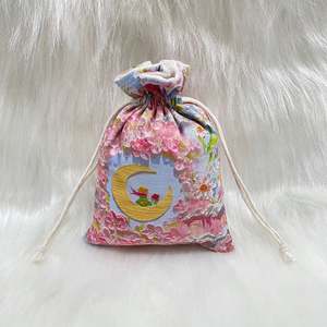 Sac à cordon en tissu de coton à double couche, peinture à l'huile, doublure en flanelle, vente en gros d'usine, pour emballage de boîte cadeau - Product Image 4