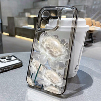 Coque de téléphone à motif floral pour iPhone 16 Pro 13 15 11 12 14 17 Pro Max 16E XR 7 8 SE XS, Housse transparente antichoc en silicone souple