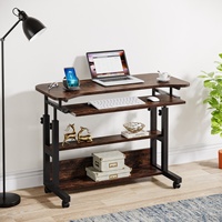 Pour Tribesigns Brun Hauteur Réglable Table Roulante Chariot Portable Mobile Ordinateur Portable Support pour Bureau ou Canapé Design Moderne