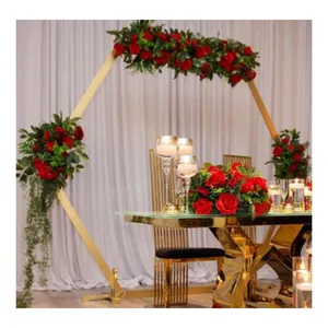 Fabrika fiyat parti beşgen kemer çerçeve standı dekorasyon düğün Metal düğün kemer zemin standı