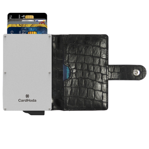 Porte-cartes CardHoda à texture crocodile, protection RFID, portefeuille court unisexe, fermeture à pression, design minimaliste - Product Image 1