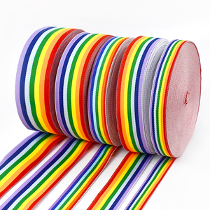 Meetee ZK2291 10-38mm DIY Luggage Garment Bag <strong>Elastic</strong> Webbing Tape Belt Polyester Rainbow Eco-friendly Striped Webbing <strong>Ribbon</strong> - Product Image 1