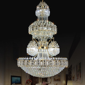 Lustre suspendu personnalisé de luxe pour salle de banquet, grand luminaire d'escalier, hall d'hôtel, mariage, <span class=keywords><strong>avec</strong></span> boules de cristal LED - Product Image 2