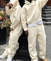 Ensemble de survêtement en molleton épais personnalisé pour homme, sweat à capuche zippé oversize et pantalon de survêtement ample, style streetwear, deux pièces