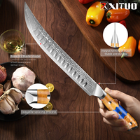 Couteau à trancher XITUO de 10 pouces, acier inoxydable à haute teneur en carbone, damas, long, antiadhésif, coupe-jambon, outils spéciaux pour chef cuisinier, chaud
