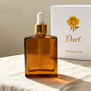 Botellas de Vidrio Ámbar Cuadradas de Lujo de 30 ml, 50 ml y 100 ml con Gotero y Tapa Dorada Oscura para Cosméticos - Product Image 3