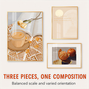 Set di Stampe d'Arte Murale in Vetro e Alluminio con Tema Tazza di Caffè per Cucina, Caffetteria, Sala da Pranzo, Interni Caldi e Neutri - Product Image 2