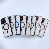 Étui de téléphone à chargement magnétique sans fil pour iPhone 14 Pro, coques de téléphone électro-plaquées pour la série Samsung avec emballage en boîte