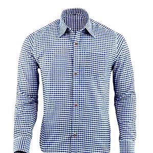 <b>Men</b>’s Classic <b>Blue</b> Bavarian Oktoberfest Trachten <b>Shirt</b> Cotton Long Sleeve S to 4XL - Product Image 1