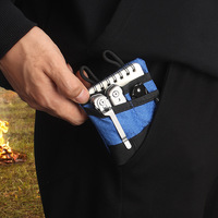 Petite pochette à outils EDC en nylon imperméable avec fermeture éclair, organiseur multi-compartiments avec emplacements pour couteau et téléphone pour un transport quotidien