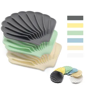 Creatieve Shell-Vorm Zeepbakje Voor Douche, Zelfafvoerende Zeephouder, Flexibele Siliconen Zeepbesparing Voor Badkamer/Keuken