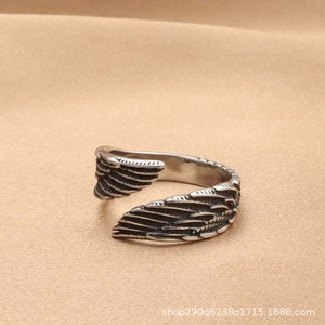 Feather <b>Ring</b> Silver <b>Open</b> Design Unisex Jewelry Gift Fashion <b>Rings</b> - Product Image 4
