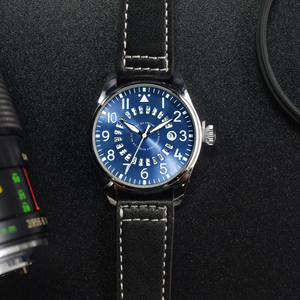 Montre à quartz pour homme, cadran circulaire avec date, bracelet en cuir, montre-bracelet tendance pour affaires, étanche, minimaliste - Product Image 5