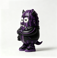 Figurine personnalisée en PVC et ABS, motif démon cool à rayures violettes, moulée, fabriquée en Chine, OEM pour la vente en gros aux marques