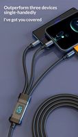 Cable de Datos Tres en Uno con Pantalla Digital Inteligente de 120W, Conectores Micro USB/Tipo-C, Carga Súper Rápida