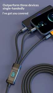 Cable de Datos Tres en Uno con Pantalla Digital Inteligente de 120W, Conectores Micro <span class=keywords><strong>USB</strong></span>/Tipo-<span class=keywords><strong>C</strong></span>, Carga Súper Rápida - Product Image 5