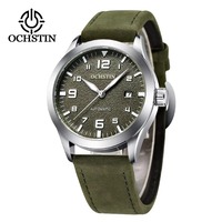Montre mécanique pour homme OCHSTIN, montre de pilote de luxe à remontage automatique, bracelet en cuir véritable, cadran en verre, aiguilles, date automatique, cadeau