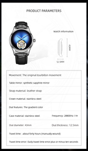 Best Selling Tourbillon Watch, 42MM Stainless Steel Mechanical Watch, Sapphire Crystal, Waterproof Luxury Wristwatch for Men - Product Image 6
