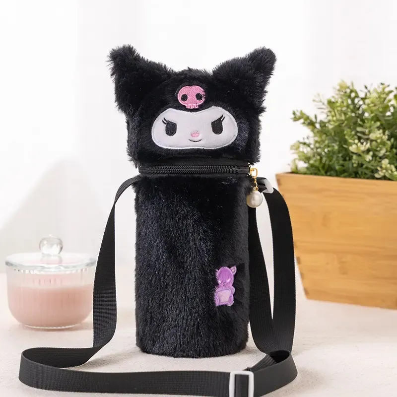 Plush Thermos Cup cover Kuromi Water bottle cover messenger water bottle cover