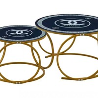 Table basse en marbre de style nordique minimaliste avec rangement, design moderne pour petits appartements, salons, chambres, balcons - Divers