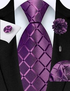 3.15" (8cm) <strong>Mens</strong> Tie and Lapel Pin Plaid Checkered Necktie <strong>Hankerchief</strong> Cufflinks Set for <strong>Men</strong> Business Wedding Party - Product Image 3