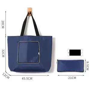 Sac à provisions en Polyester Oxford réutilisable et pliable avec pochette, grand supermarché écologique, recyclage personnalisé