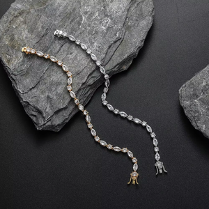 Cadena de tenis para hombre y mujer, pulsera de circonita ojo de caballo, circonita ovalada, joyería combinable, collar de moda Tanjing Lijing - Product Image 3