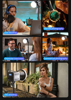 Lampe vidéo LED en plastique 60W, trépied COB bicolore 2800K-6500K, 8 scènes, monture Bowens, mini design portable, alimentée par batterie, clé