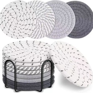 Ensemble de dessous-de-verre bohèmes aux couleurs personnalisées, en corde de coton tressée, avec matériau absorbant, tailles disponibles pour utilisation sur table - Product Image 3