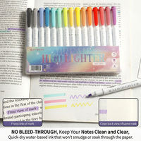 ART WALKER Stylo surligneur fluorescent 15 couleurs à double pointe oblique fine et biseautée, imprimé UV, OEM/ODM, papeterie artistique pour étudiants
