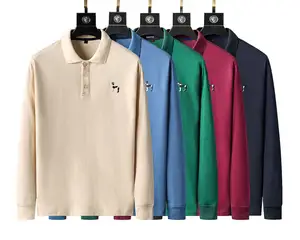 Men Golf Polo Shirts Custom Embroidered Logo High Quality Men&#39;s Embroidery Long Sleeve Slim Fit Stretchable Casual