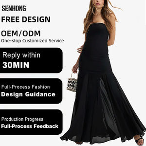 Vestidos <span class=keywords><strong>de</strong></span> Noche Largos Negros Personalizados <span class=keywords><strong>de</strong></span> Senhong para Mujer, sin Tirantes, Hasta el Suelo, para Eventos Especiales, Bodas, Galas y Fiestas - Product Image 1