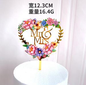 <span class=keywords><strong>Mr</strong></span> & <span class=keywords><strong>Mrs</strong></span> Feliz cumpleaños/día de la madre flor corona acrílico pastel Topper Cupcake Toppers para cumpleaños boda aniversario fiesta Decoración - Product Image 5