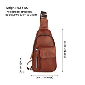 Dujiang Genuine Leather Chest <b>Bag</b> Men's Crossbody Multifunctional Outdoor Casual <b>Bag</b> Dark Brown Spring 2023 - Product Image 5