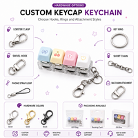 Porte-clés mécanique LED personnalisé avec logo imprimé UV, 4 touches, clavier, anti-stress, dessin animé, acrylique, étanche