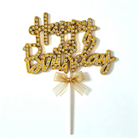 Fabrikpreis 3D Strass Plastik Happy Birthday Cake Topper Kursiv Schriftlich Kristall Geburtstagstorten-Dekoration Party Feier
