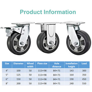 4-8 इंच औद्योगिक भारी शुल्क के साथ नायलॉन/लौह कोर/रबर/टीपीसी व्हील ब्रेक 300-550 किलोग्राम भार क्षमता - Product Image 5
