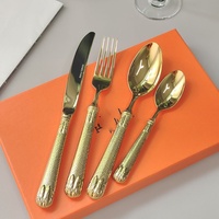 Ensemble de couverts en acier inoxydable doré de luxe, élégants pour les réceptions de mariage, les hôtels, les restaurants, la table à manger