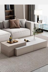 Tavolino da Salotto con Piano Sollevabile, Design Moderno, Rettangolare <span class=keywords><strong>Bianco</strong></span> con Piano <span class=keywords><strong>in</strong></span> <span class=keywords><strong>Legno</strong></span> Effetto Roccia, Tavolo Centrale con Vano Contenitore, Arredamento Minimalista per la Casa - Product Image 6