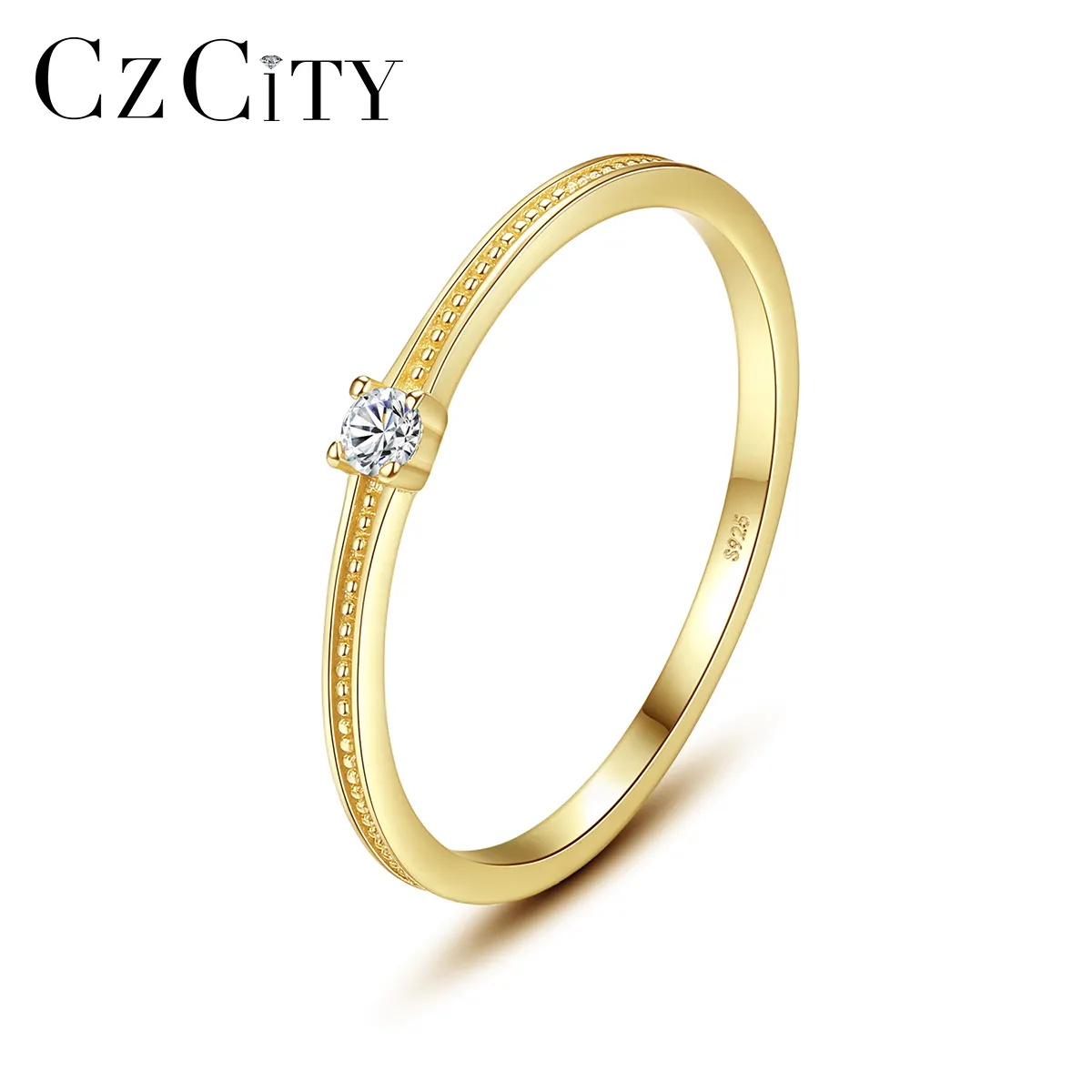 CZCITY 925 Ladies Ring 925 Silver 14K Gold Plated Women Designed Rings Wholesale