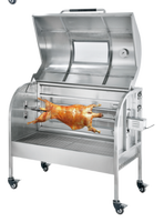 Rôtissoire Électrique Commerciale en Acier Inoxydable avec Fumoir et Broche Rotative pour Agneau et Cochon Entiers
