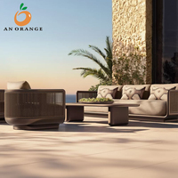 Ensemble de canapés d'extérieur de luxe en métal, canapés de jardin, mobilier de jardin, canapé en aluminium en forme de L, ensemble de patio, canapé de jardin moderne