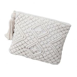 Cotton String Handmade Crochet Clutch Handbag With Tassels - Product Image 5