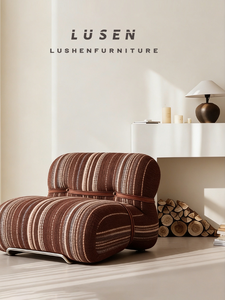 Chaise en tissu tricoté de style nordique moderne minimaliste, structure en bois, imperméable, écologique, pour salon, chambre, hôtel - Product Image 1