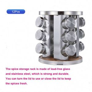 Rotary Holder <b>Spice</b> Seasoning Organizer with Bottle Glass Seasoning Bottle Wholesale Premium Seasoning Bottle Glass - Product Image 2
