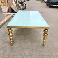 Table et chaises de Restaurant de luxe, avec verre en acier inoxydable doré, Tables de salle à manger pour événement, mariage, nouvelle collection